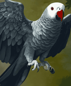 Grey Parrot Bird Diamond Painting