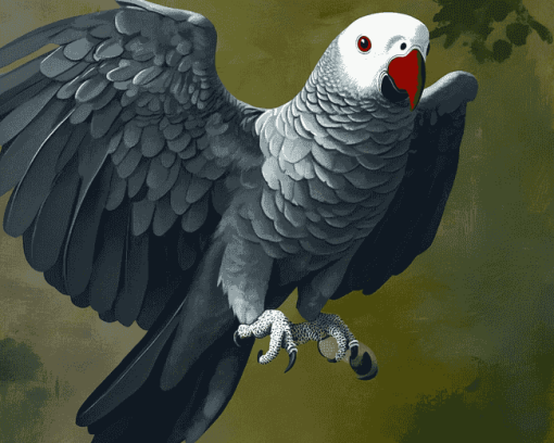 Grey Parrot Bird Diamond Painting