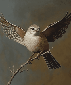 Grey and Brown Flying Bird Diamond Painting