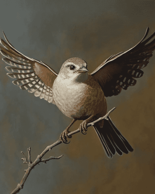 Grey and Brown Flying Bird Diamond Painting