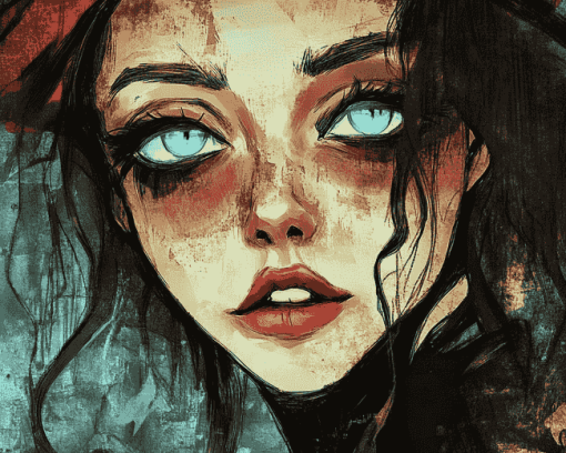 Grunge Lady Cartoon Diamond Painting