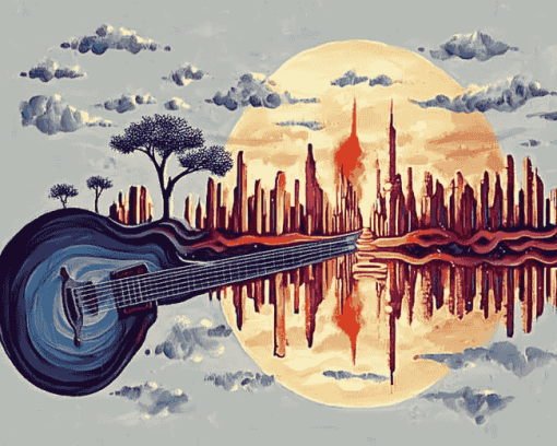 Guitar Landscape Scenic Diamond Painting