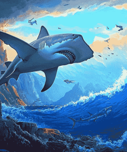 Hammerhead Shark Cartoon Diamond Painting