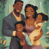 Happy Black Family Cartoon Diamond Painting