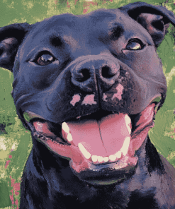 Happy Black Staffy Diamond Painting