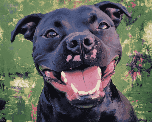 Happy Black Staffy Diamond Painting