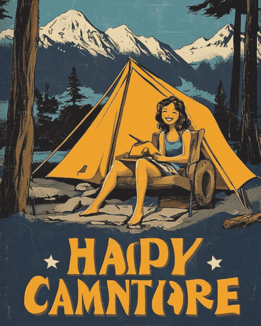 Happy Camper Cartoon Diamond Painting