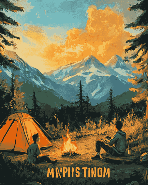 (Happy Camper Travel Cartoon Diamond Painting)