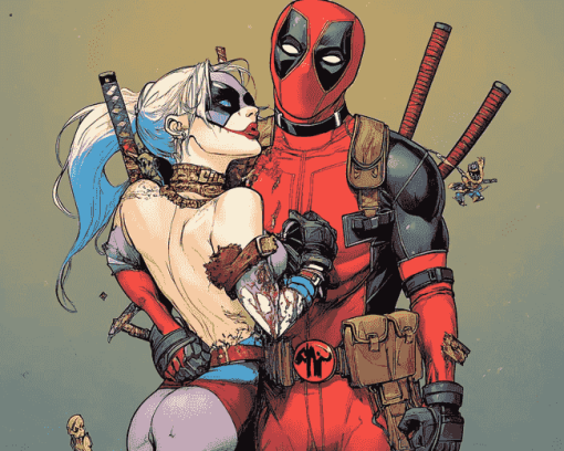 Harley Quinn and Deadpool Animation Diamond Painting