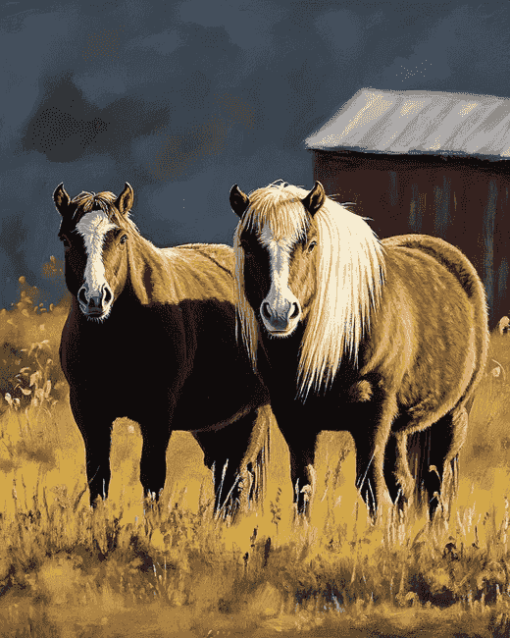 Horse Barn Landscape Diamond Painting