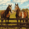 Horse Farm Scene Diamond Painting