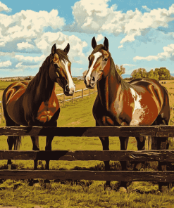 Horse Farm Scene Diamond Painting