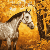 Horse in Autumn Leaves Diamond Painting