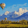 Hot Air Balloons Over Mountains Diamond Painting