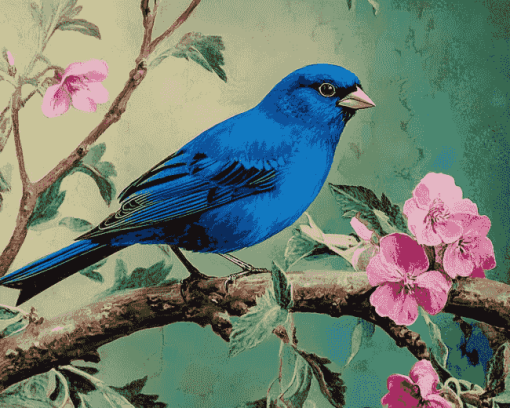 Indigo Bunting Bird Diamond Painting