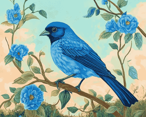 Indigo Bunting Bird Diamond Painting