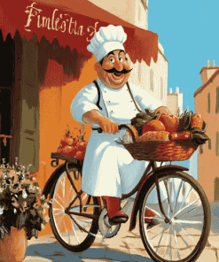 Italian Chef Animation Bicycle Diamond Painting