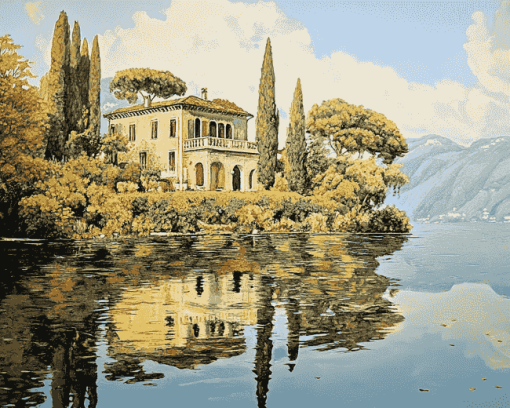 Italian Lakeside Villa Diamond Painting