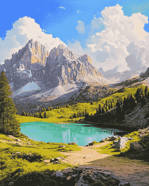 Italian Mountains and Lakes Diamond Painting