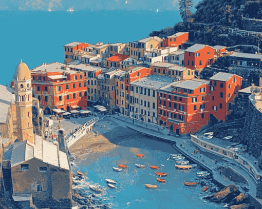 Italian Vernazza Cityscape Diamond Painting