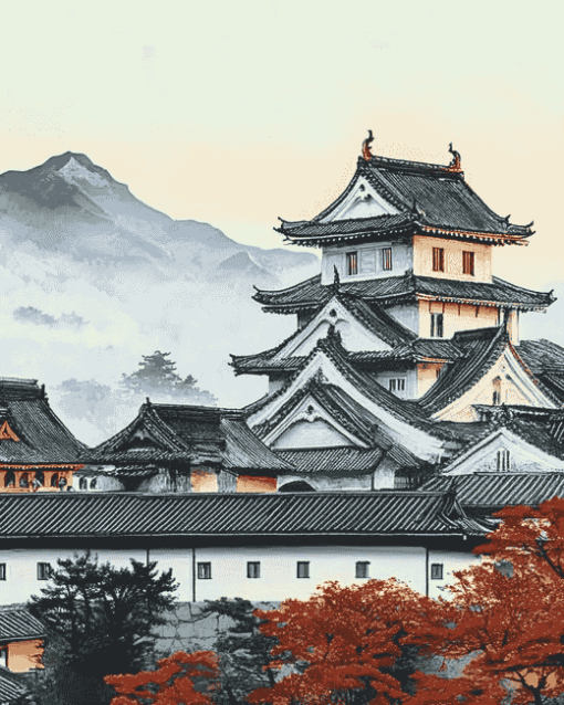 Japanese Buildings Scene Diamond Painting