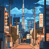 Japanese Skyline Animation Diamond Painting