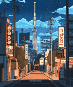 Japanese Skyline Animation Diamond Painting