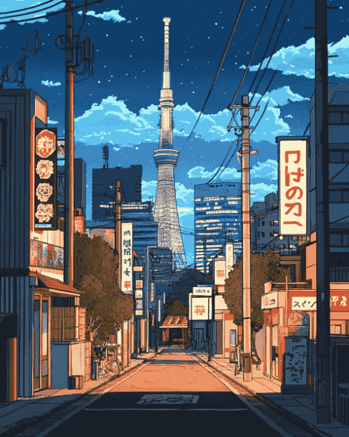 Japanese Skyline Animation Diamond Painting