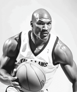 Karl Malone Black and White Diamond Painting