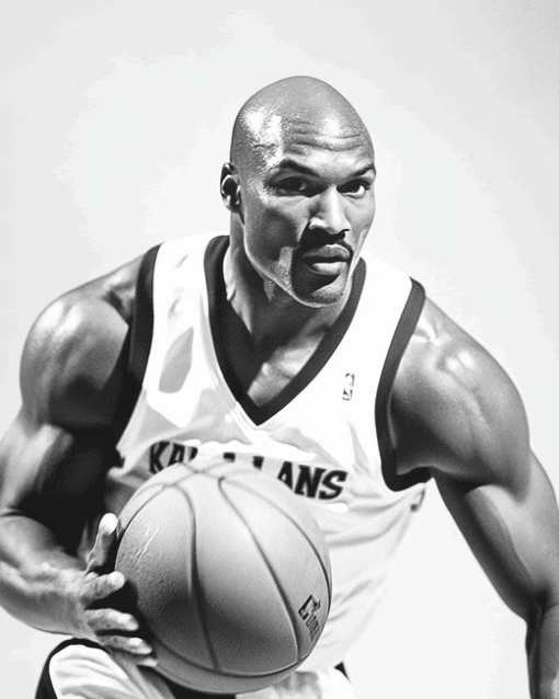 Karl Malone Black and White Diamond Painting