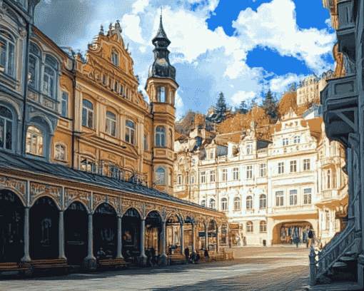 Karlovy Vary Buildings Diamond Painting