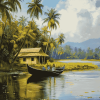Kerala Lake Landscape Diamond Painting