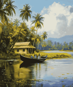 Kerala Lake Landscape Diamond Painting