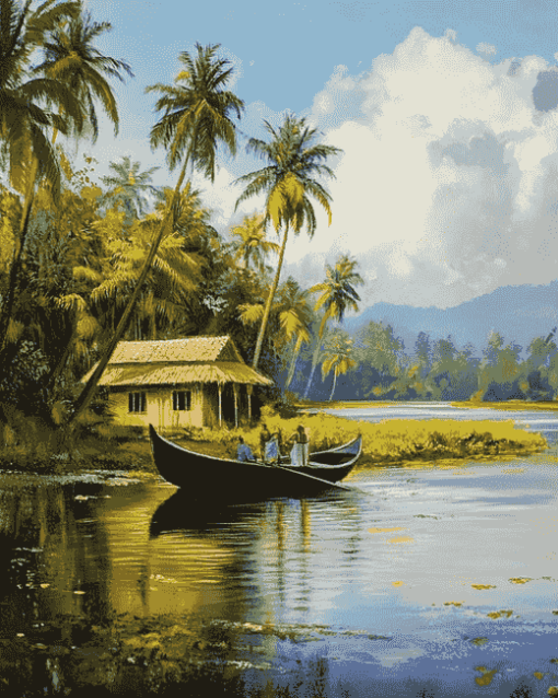 Kerala Lake Landscape Diamond Painting