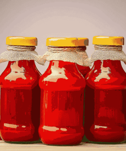 Ketchup Bottles Red Scene Diamond Painting