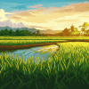 Landscape Rice Field Diamond Painting