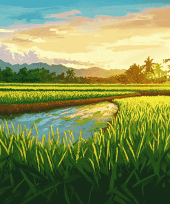 Landscape Rice Field Diamond Painting