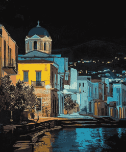 Lesbos Island Nightscape Diamond Painting