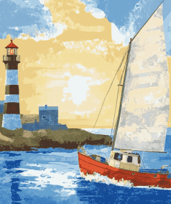 Lighthouse and Sailboat Adventure Diamond Painting