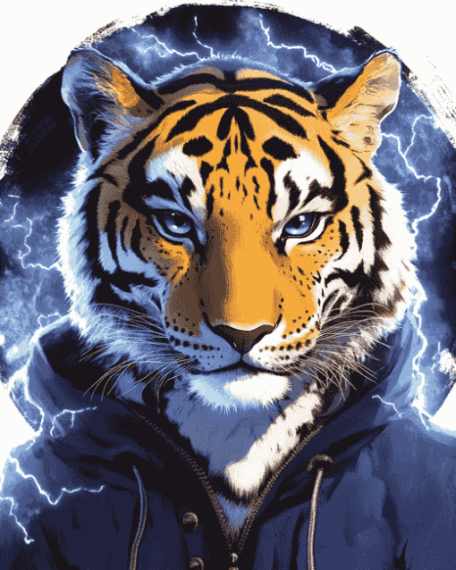 Lightning Tiger Animation Diamond Painting