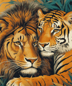 Lion and Tiger Wildlife Diamond Painting