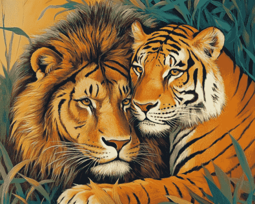 Lion and Tiger Wildlife Diamond Painting