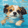 Little Dog by the Pool Diamond Painting