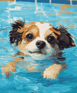 Little Dog by the Pool Diamond Painting