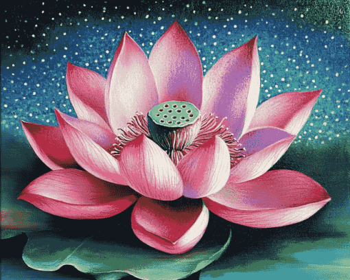 Lotus Flower Vintage Diamond Painting