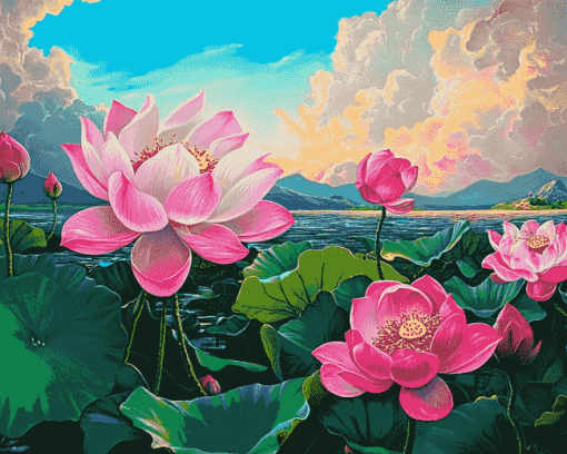 Lotus Flowers Diamond Painting