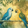 Lovely Lovebirds Parrot Diamond Painting