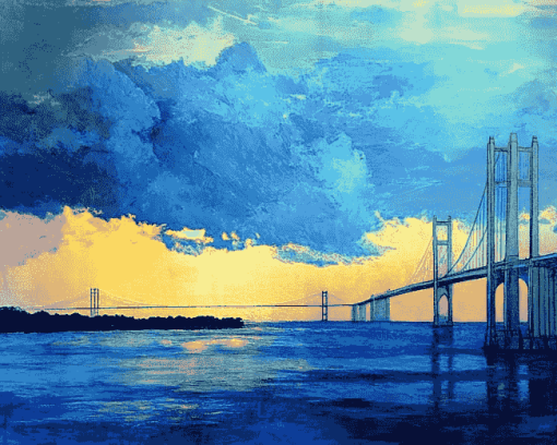 Mackinac Bridge Building Marvel Diamond Painting