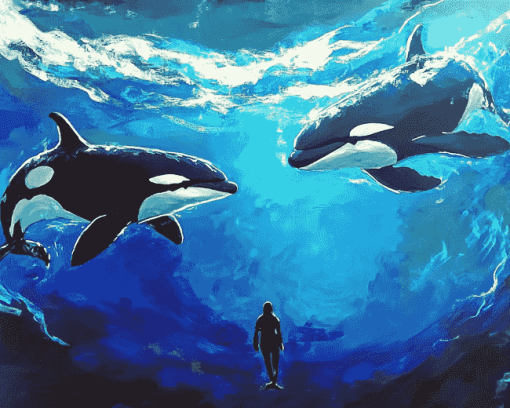 Majestic Orcas Diamond Painting