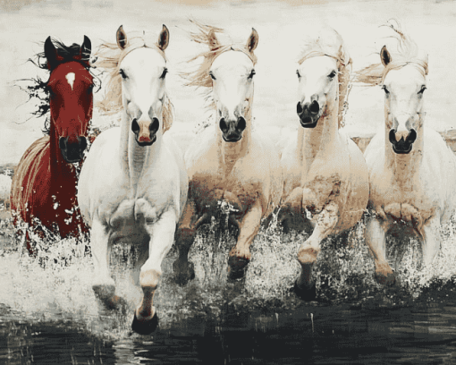 Majestic White Horses Diamond Painting